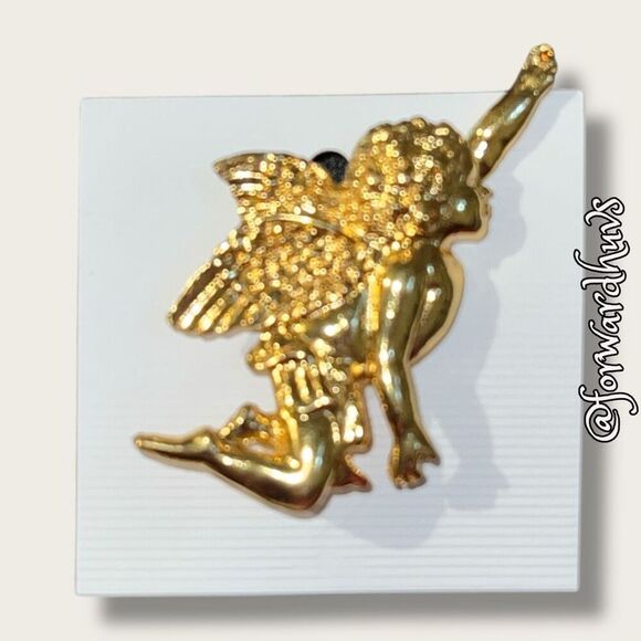 Bundle Sale 3 for $15 | Gold Tone Angel Brooch - Picture 4 of 7